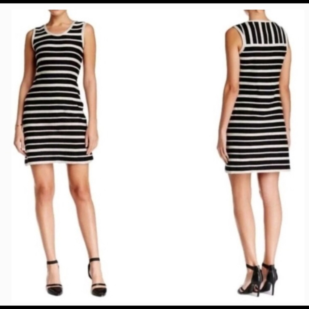 Max Studio B/W Nautical “Rope” Shift Dress
